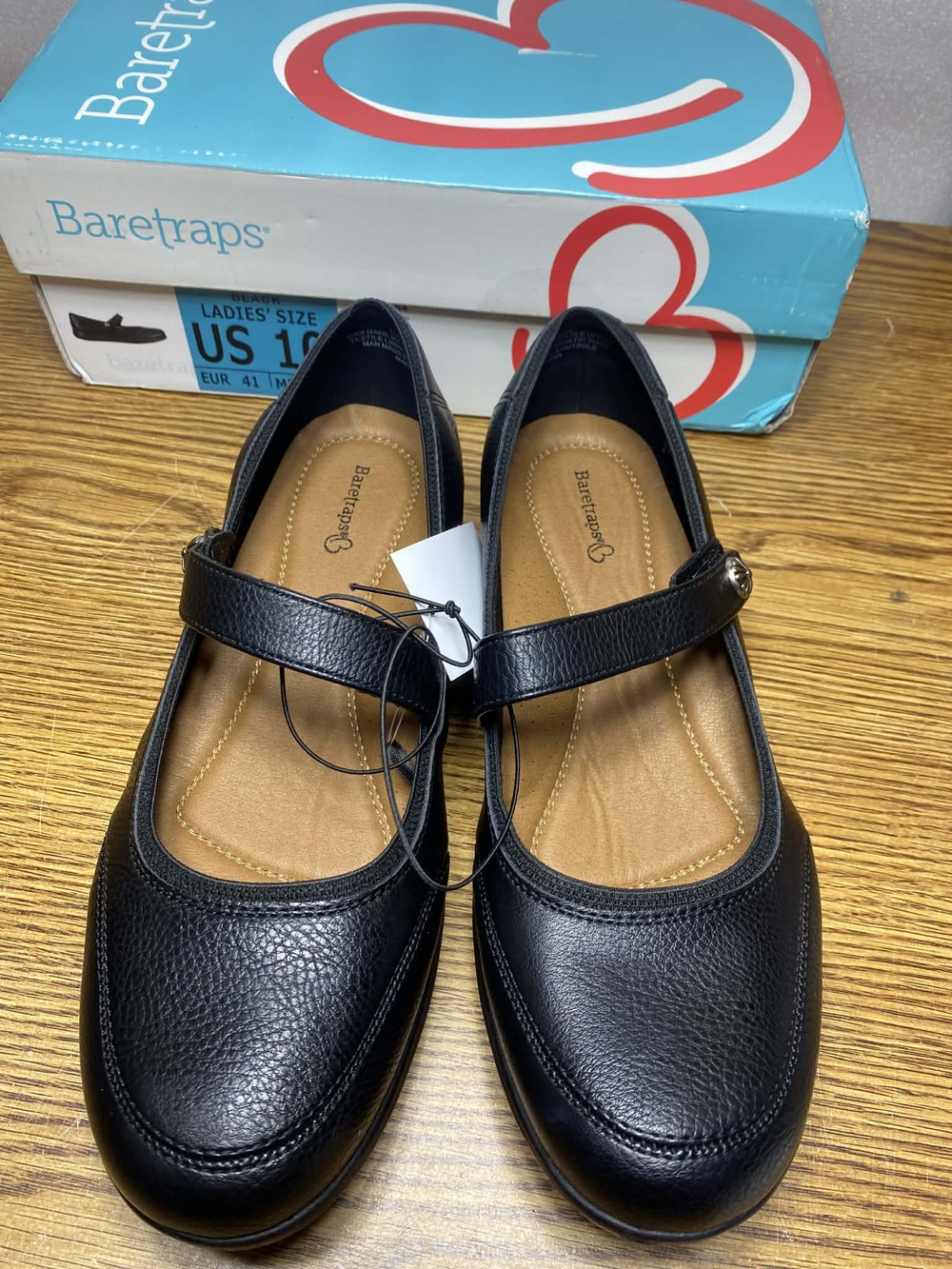 Baretraps Women Jurnee Mary Jane Flats Shoes Black Leather  Size 10M Hook & Loop